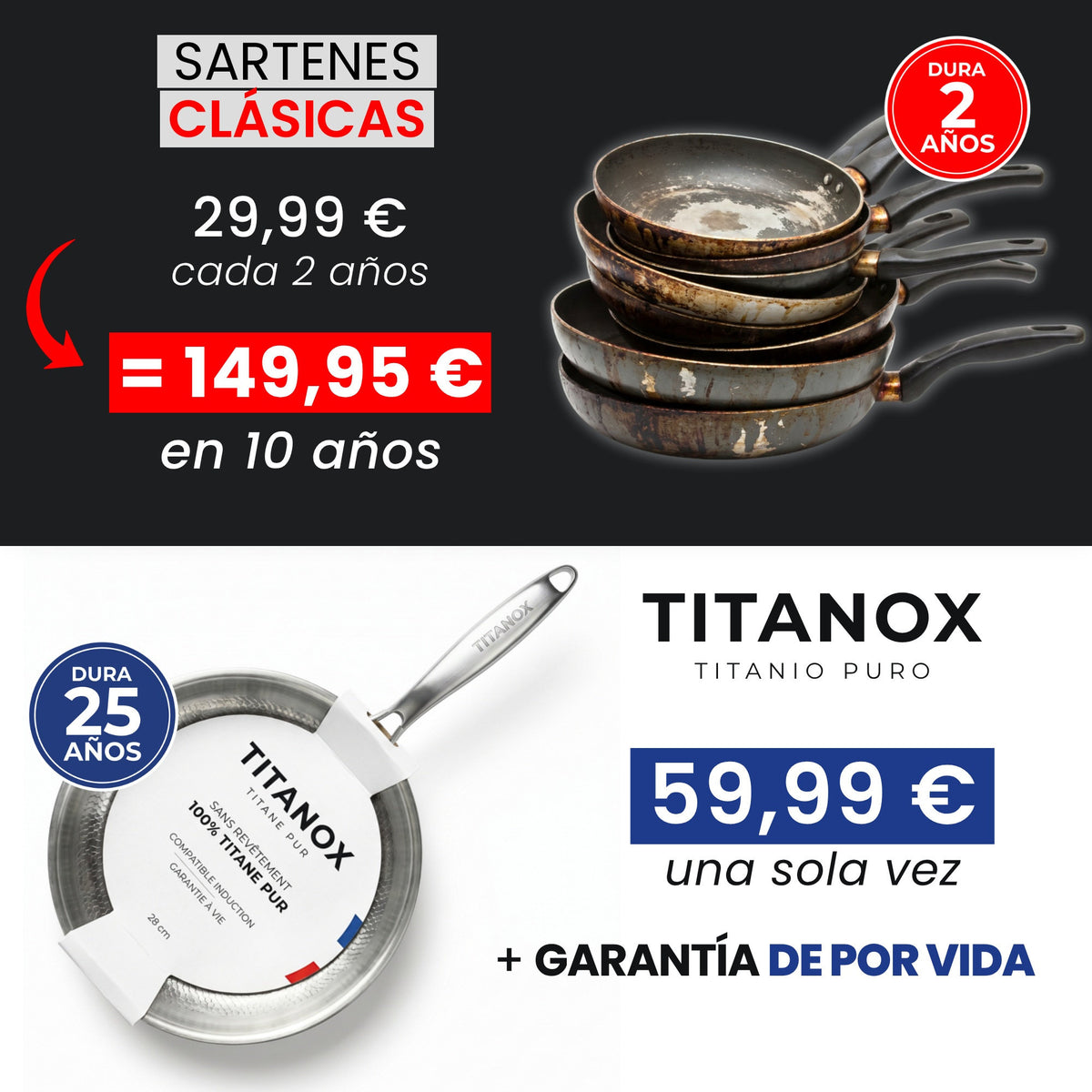 Sartén de titanio 100 % puro — TITANOX® - photo 8