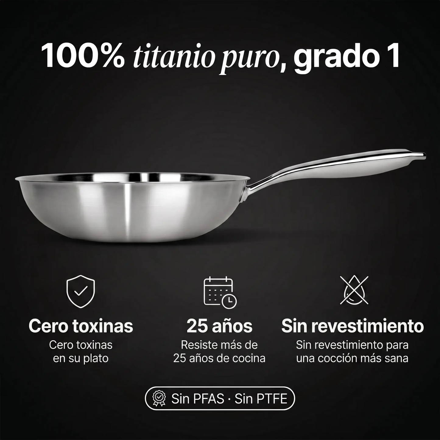 Wok 100% Titanio Puro (28 cm) — TITANOX®