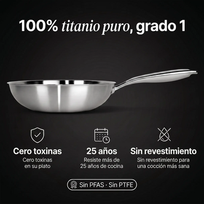 Wok 100% Titanio Puro (28 cm) — TITANOX®