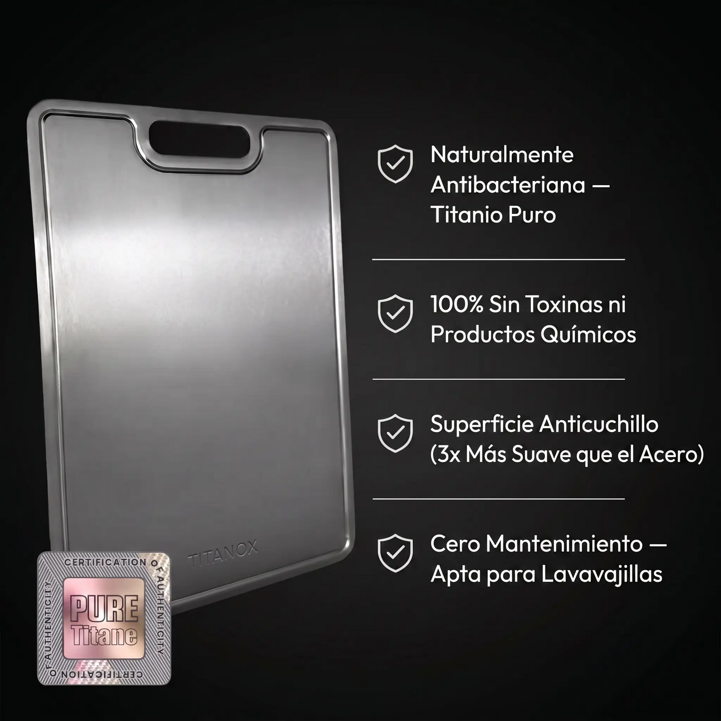 Tabla de Cortar 100% Titanio Puro — TITANOX®