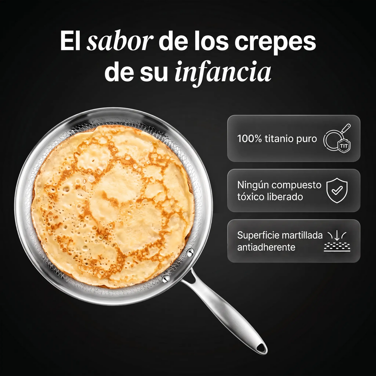 Crepera 100% Titanio Puro (28 cm) — TITANOX®